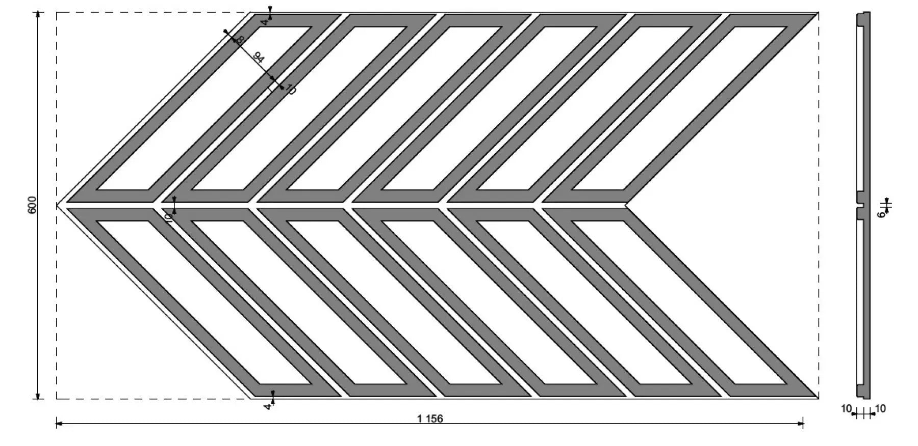 Concrete Cladding HERRINGBONE BOLD Wall Panels dimensions DecorMania eu